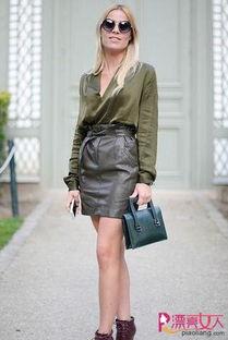 皮裙明星街拍图片,皮裙明星演绎潮流风采
